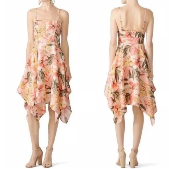 Joie 100% Linen Phara Floral Handkerchief Hem spaghetti Strap Dress Sz 6 (hh) - Picture 3 of 16